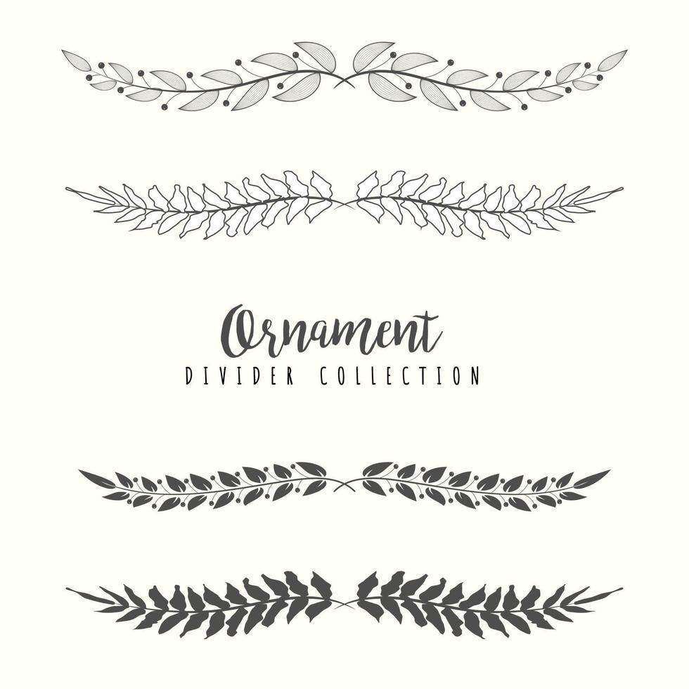 Hand drawn floral divider borders collection with branches and flower vector