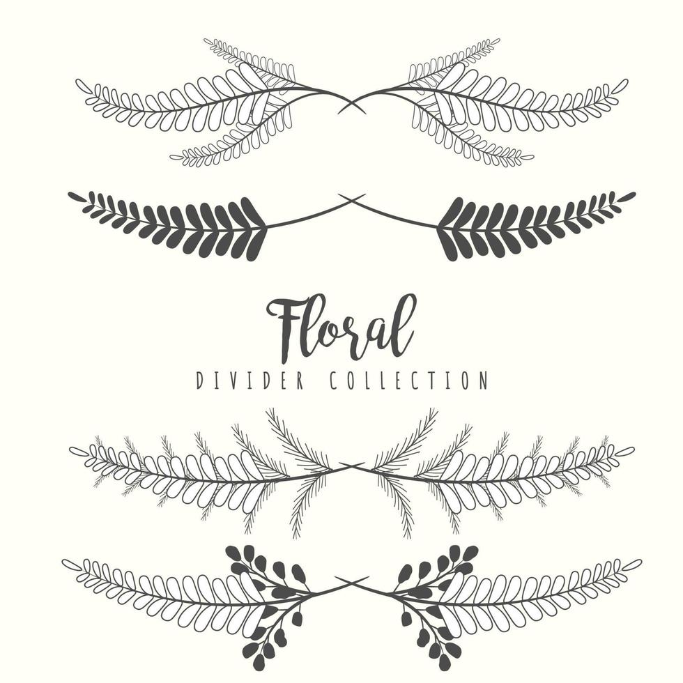 Hand drawn floral divider borders collection with branches and flower vector