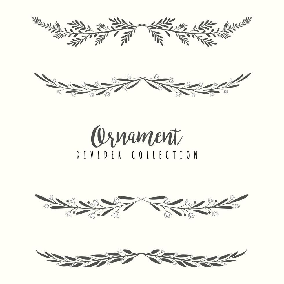 Hand drawn floral divider borders collection with branches and flower vector