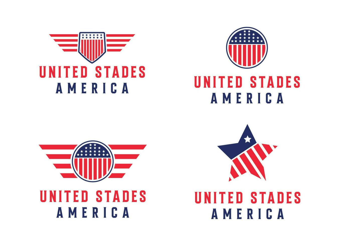 Shield Emblem Sport Team, Patriotic, USA Flag, Icon Vector Logo Design Template Illustration