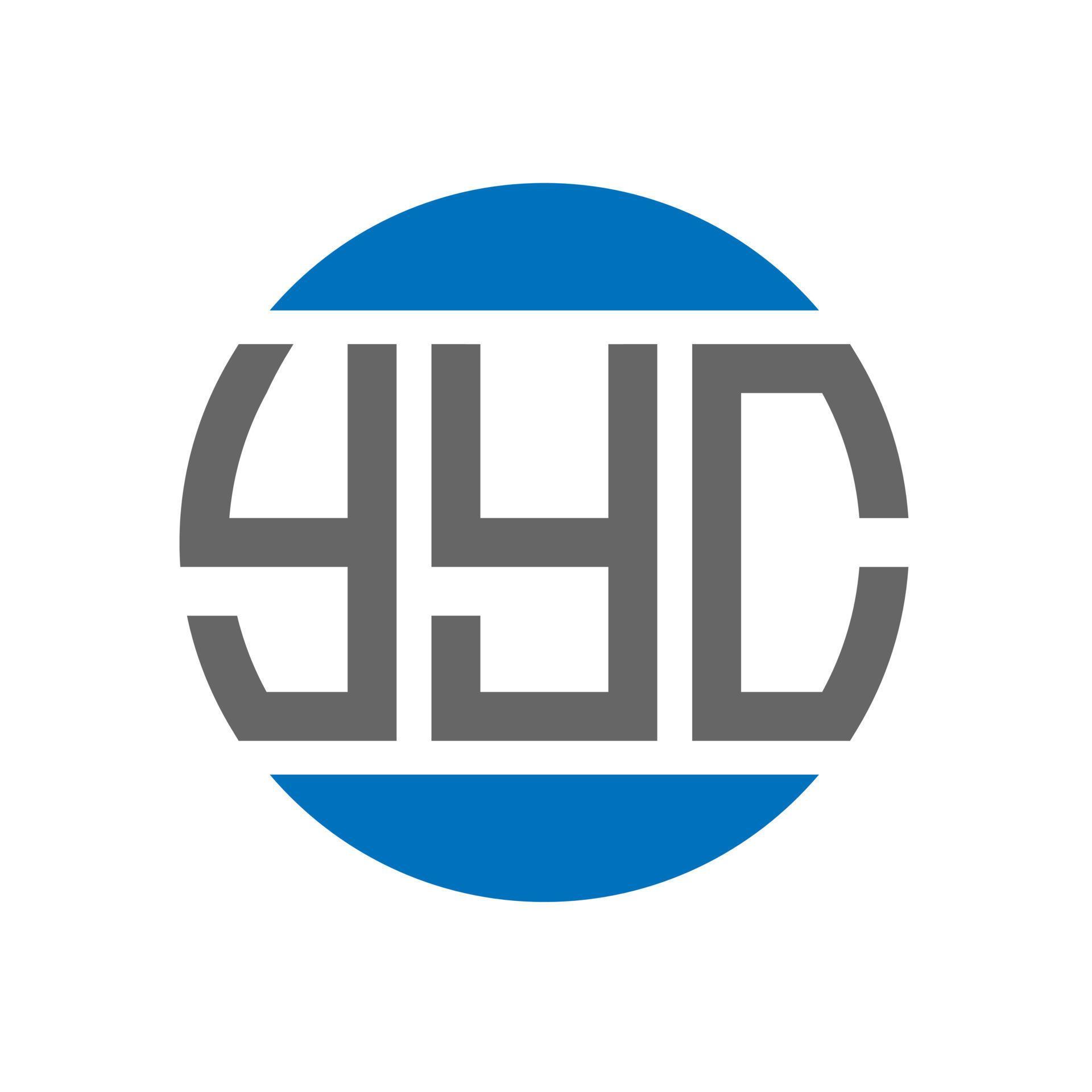 YYC letter logo design on white background. YYC creative initials