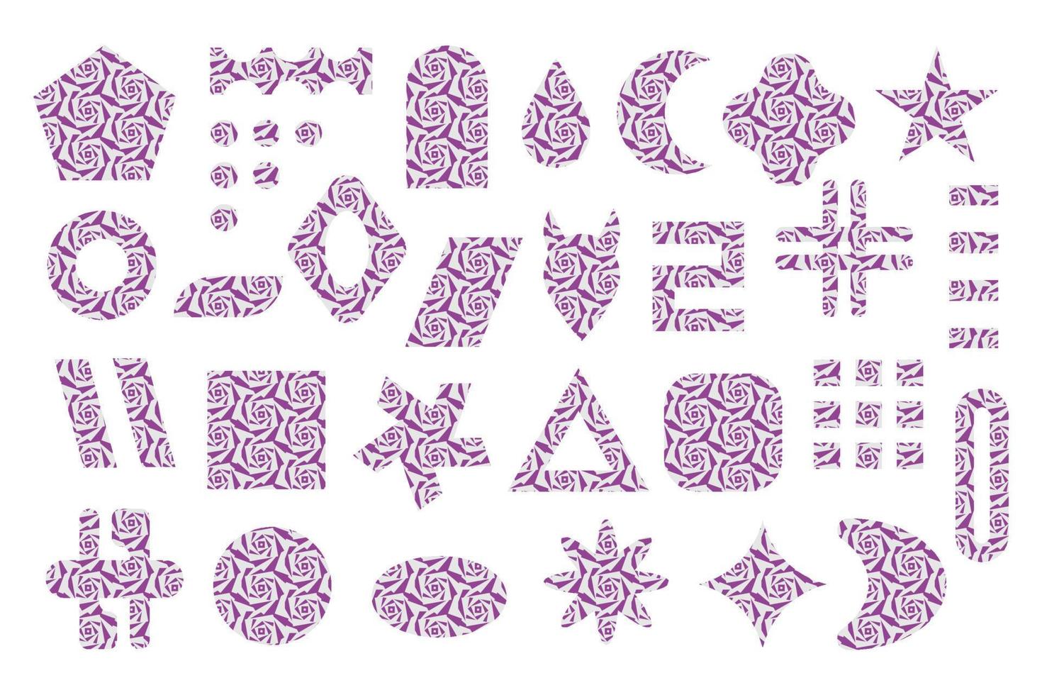 Set of geometric shapes with decorative filling. vector illustration