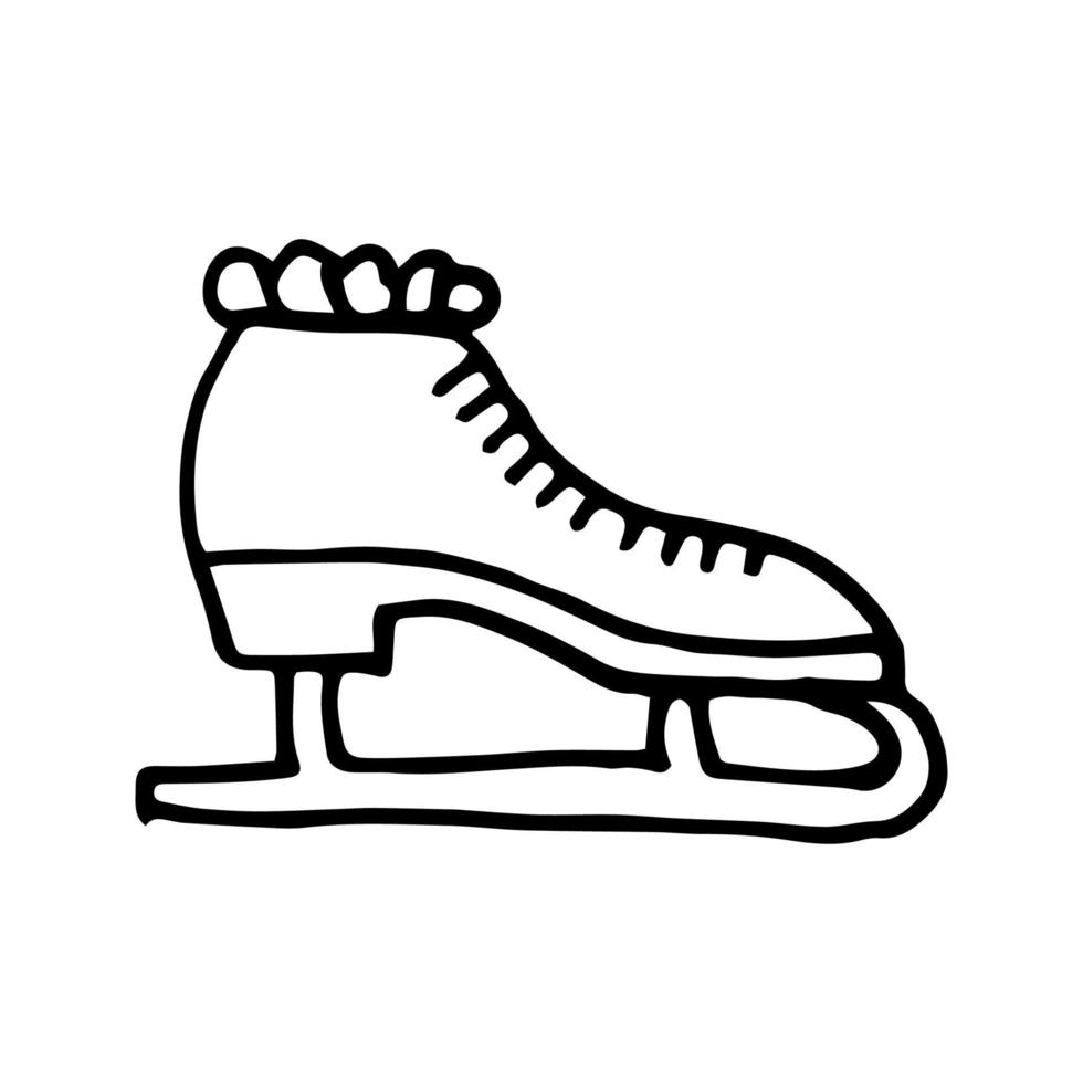 Icon curly skates in the style of doodles. vector illustration