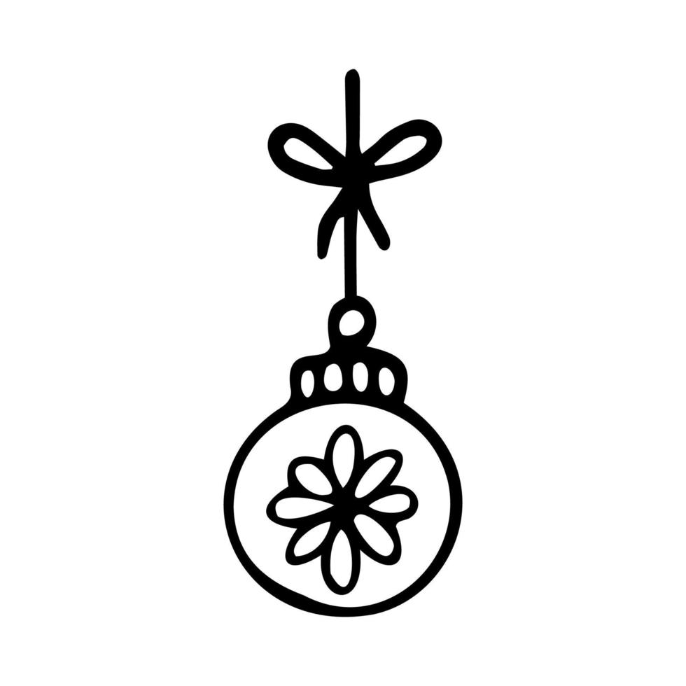 Christmas tree ball in the style of a doodle. vector illustration