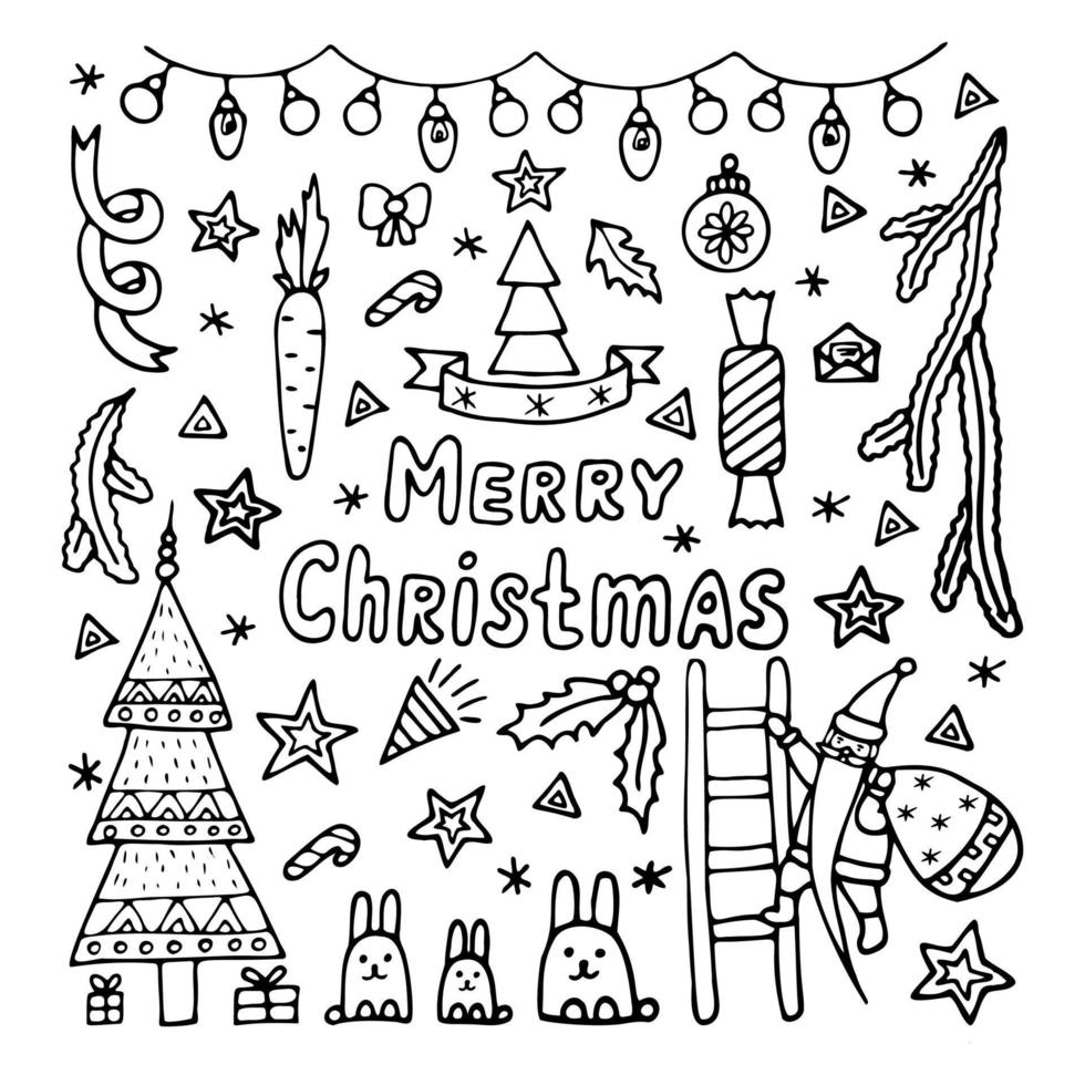 merry Christmas Doodle Illustration. vector Doodle illustration