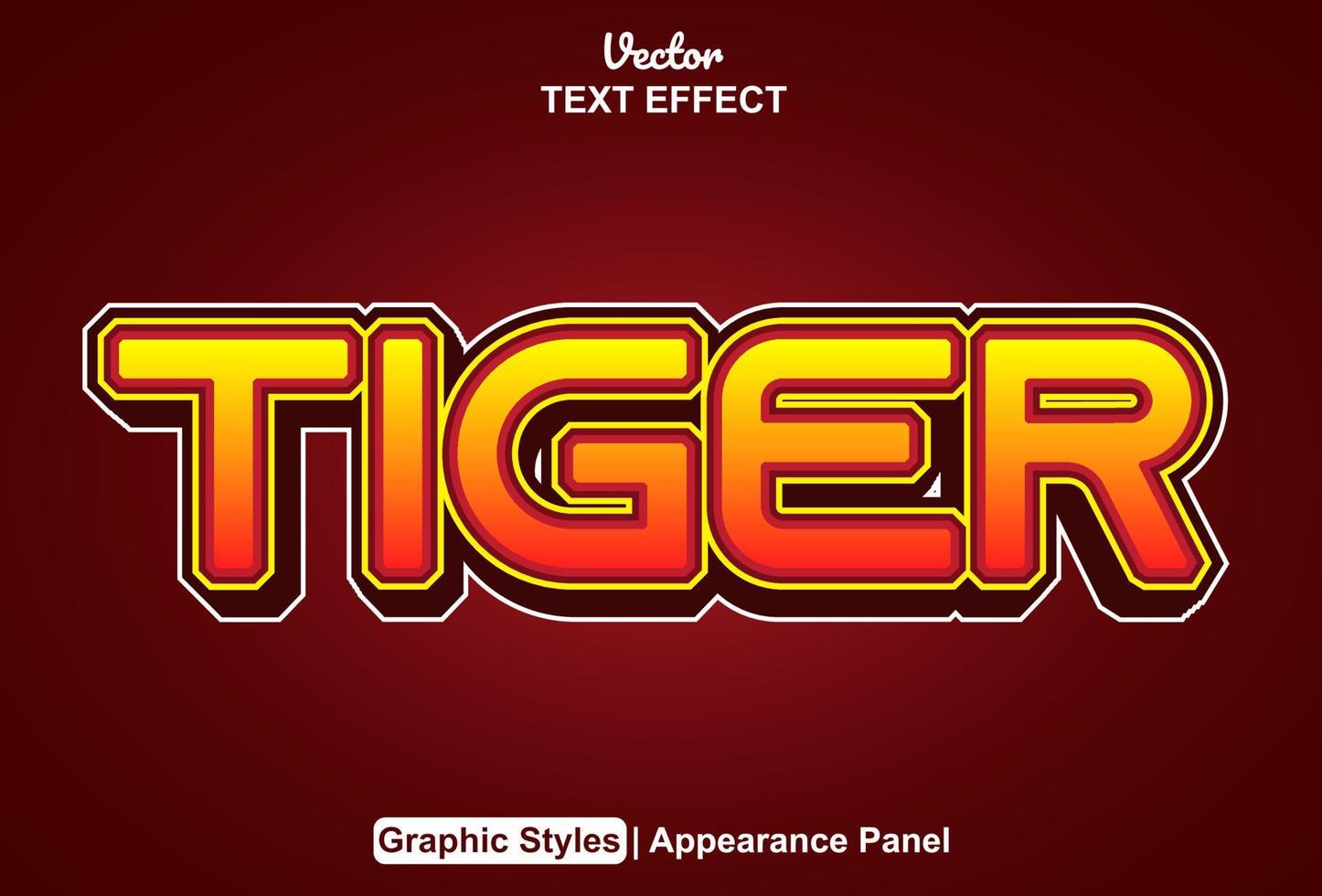 efecto de texto de tigre con estilo gráfico y editable. vector