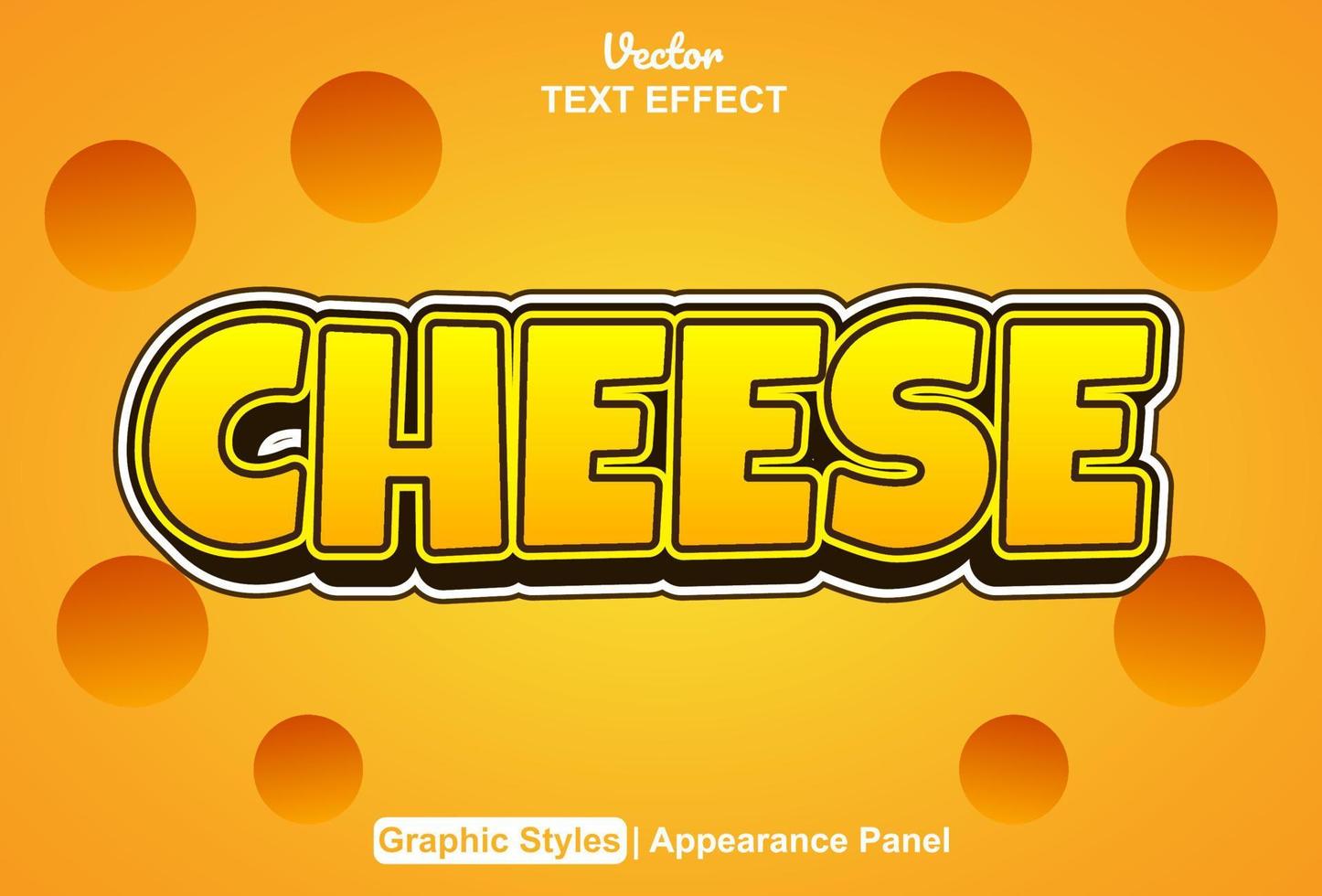 efecto de texto de queso con estilo gráfico y editable. vector