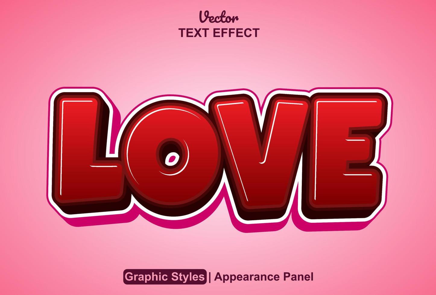 efecto de texto de amor con estilo gráfico y editable. vector