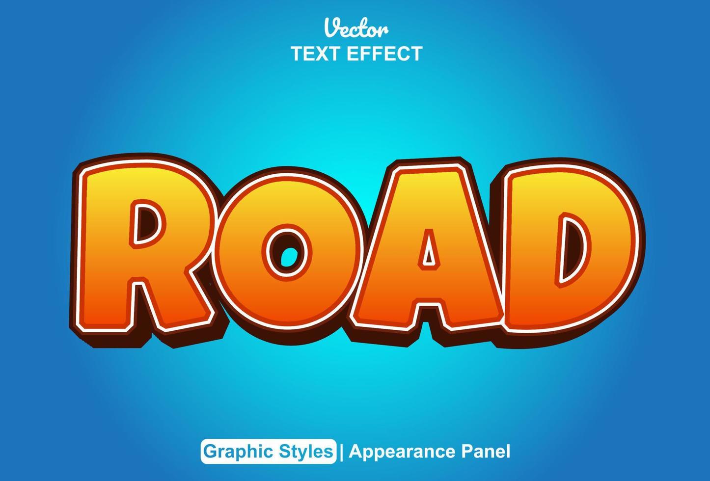 road text effect with graphic style and editable vector