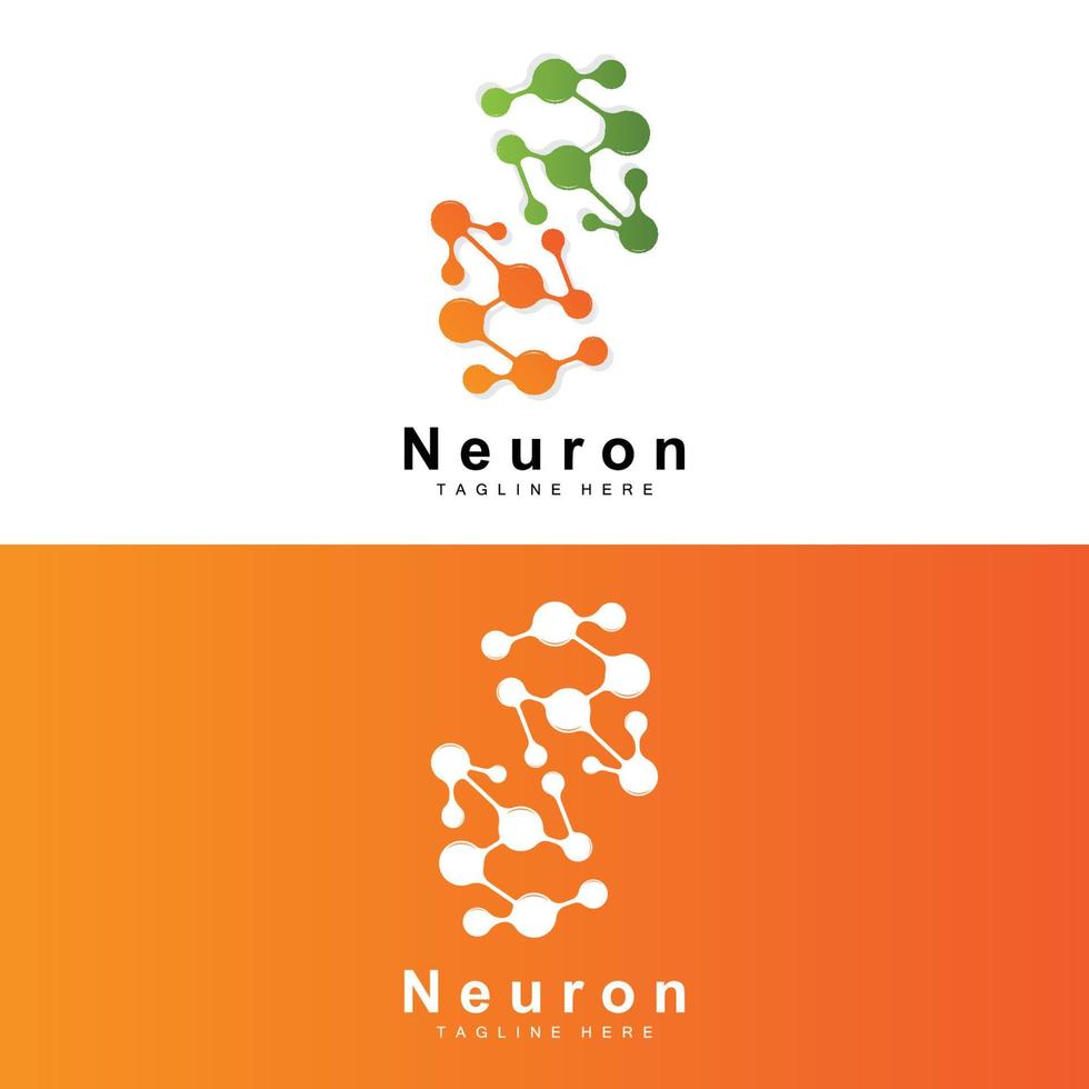 Neuron Logo Design Vector nerve cell illustration Molecular DNA health brand