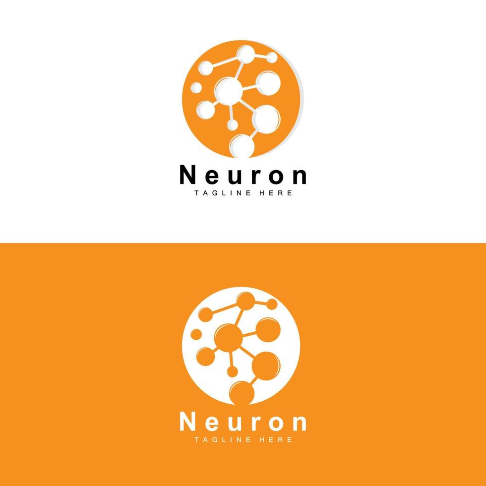 Neuron Logo Design Vector nerve cell illustration Molecular DNA health brand