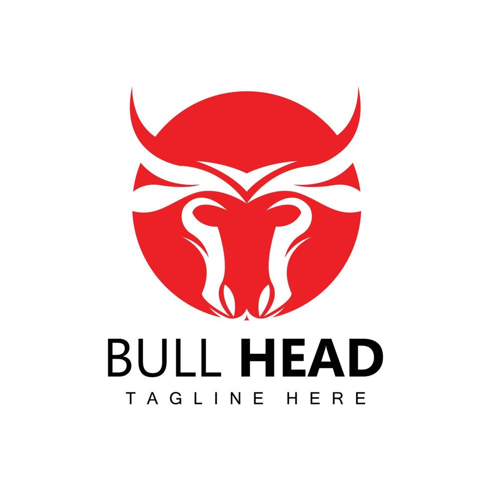 Bull Head Logo, Farm Animal Vector, Livestock Illustration, Company Brand Icon vector