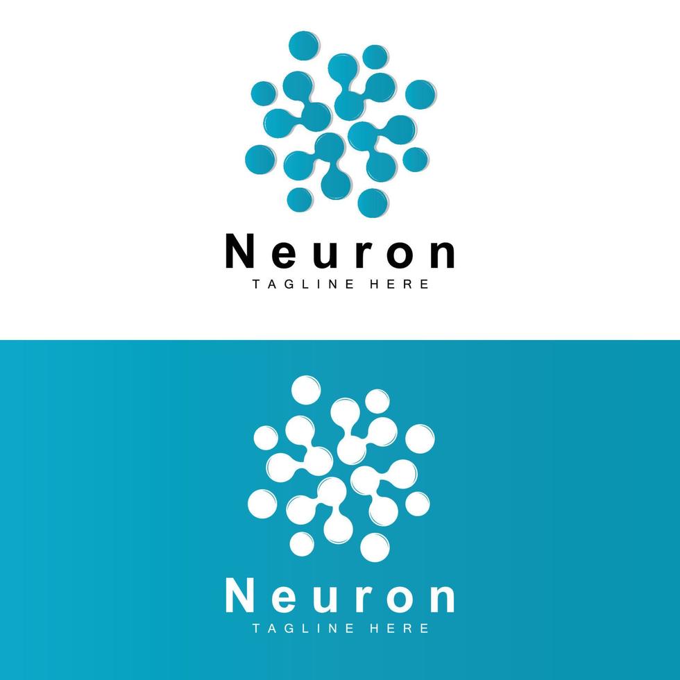 Neuron Logo Design Vector nerve cell illustration Molecular DNA health brand