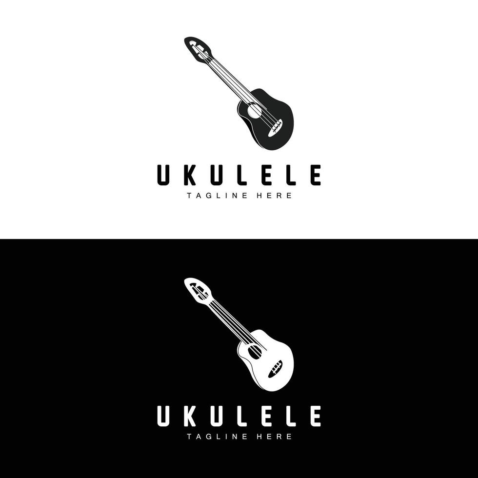 diseño de logotipo de música de ukelele minimalista, vector de guitarra de ukelele. diseño de logotipo de ukelele