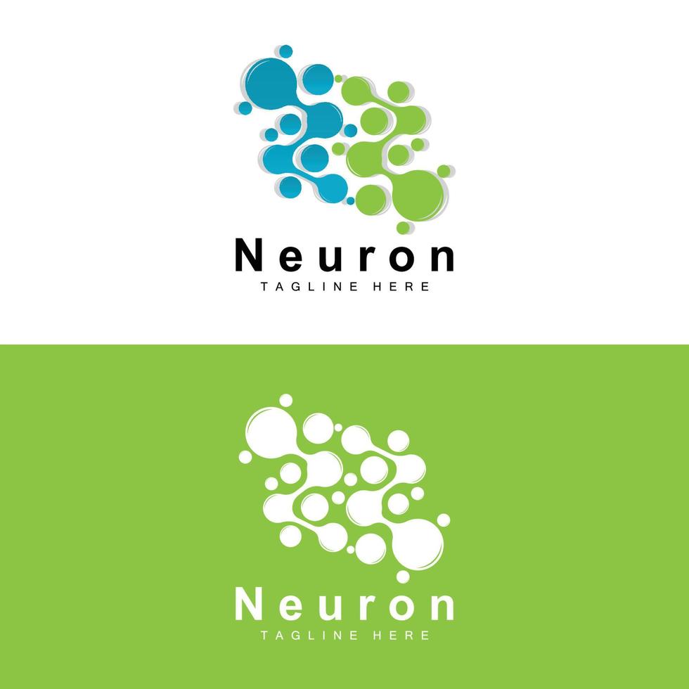Neuron Logo Design Vector nerve cell illustration Molecular DNA health brand