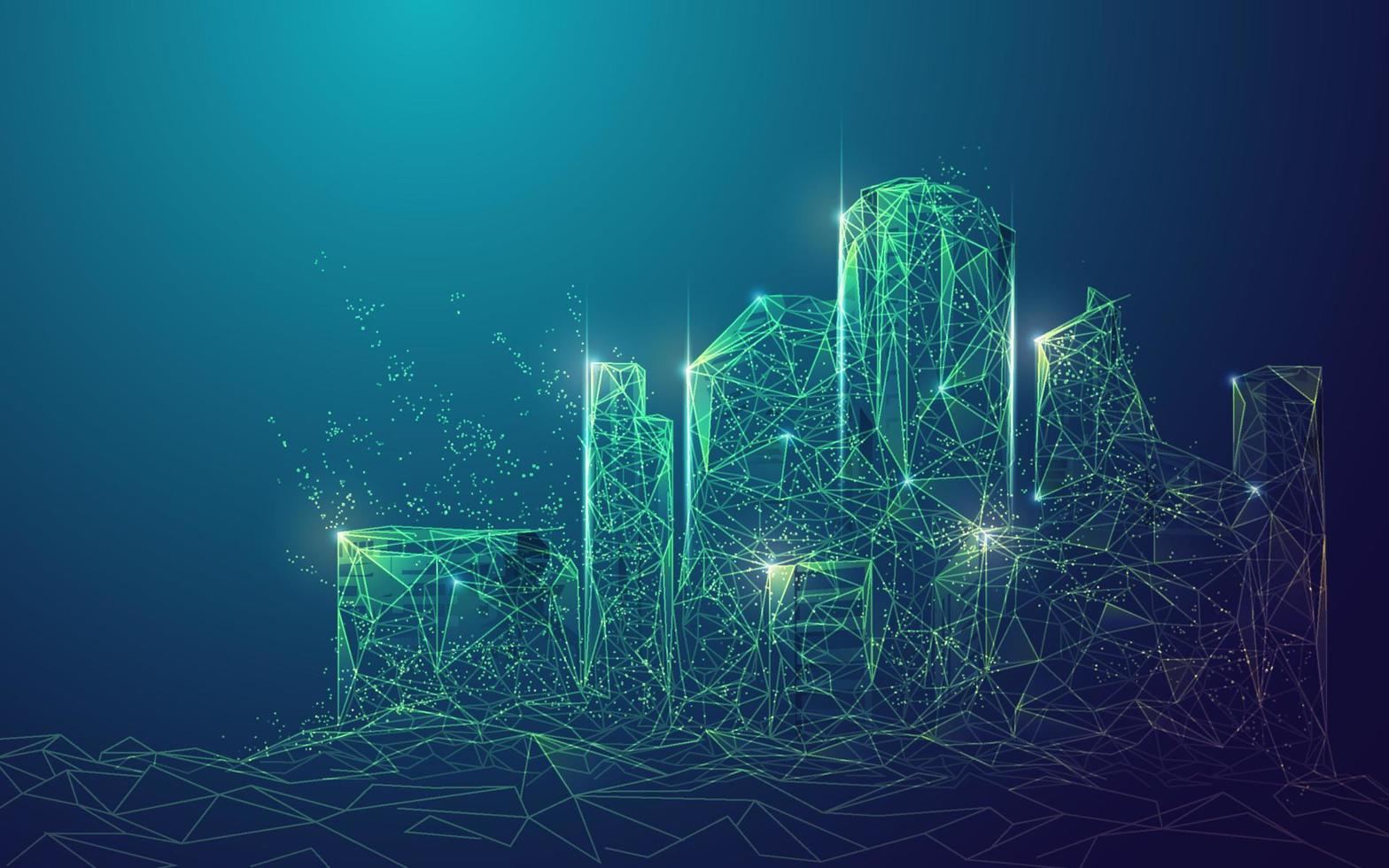 polygon futuristic city vector