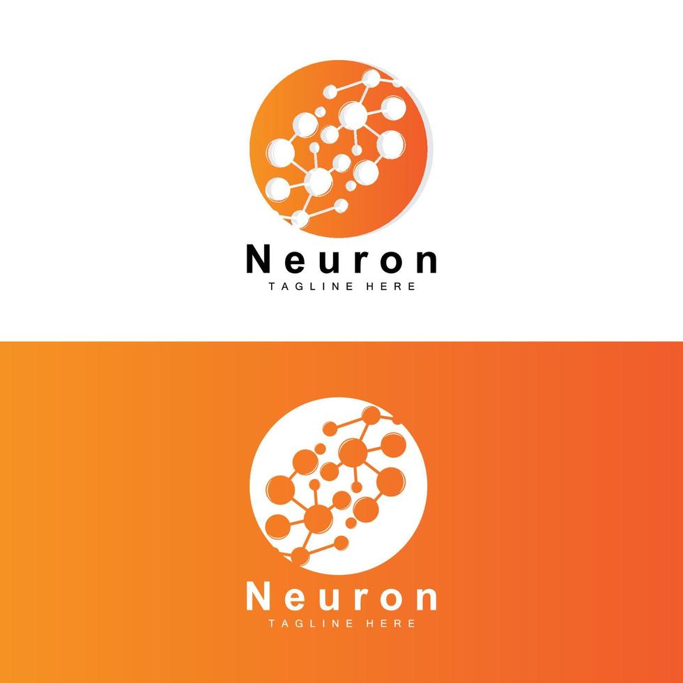 Neuron Logo Design Vector nerve cell illustration Molecular DNA health brand