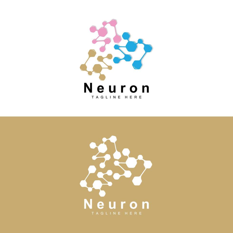 Neuron Logo Design Vector nerve cell illustration Molecular DNA health brand