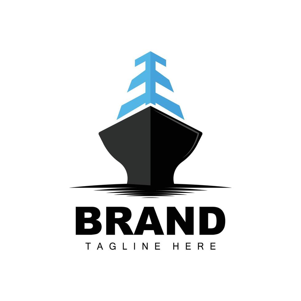 logotipo de barco, vector de transporte marítimo y crucero, carga, logística, escuela de vela, lancha rápida