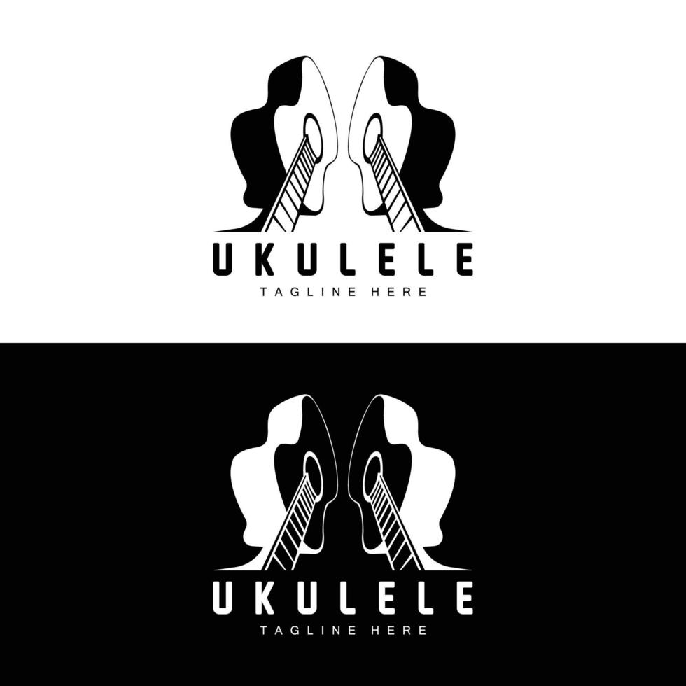 diseño de logotipo de música de ukelele minimalista, vector de guitarra de ukelele. diseño de logotipo de ukelele