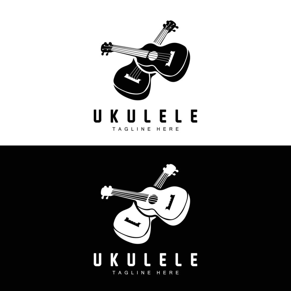 Minimalist Ukulele Music Logo Design, Ukulele Guitar Vector. Ukelele Logo Design vector