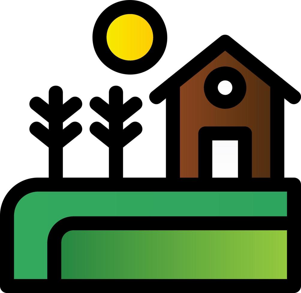 icono de glifo de paisaje de campos vector