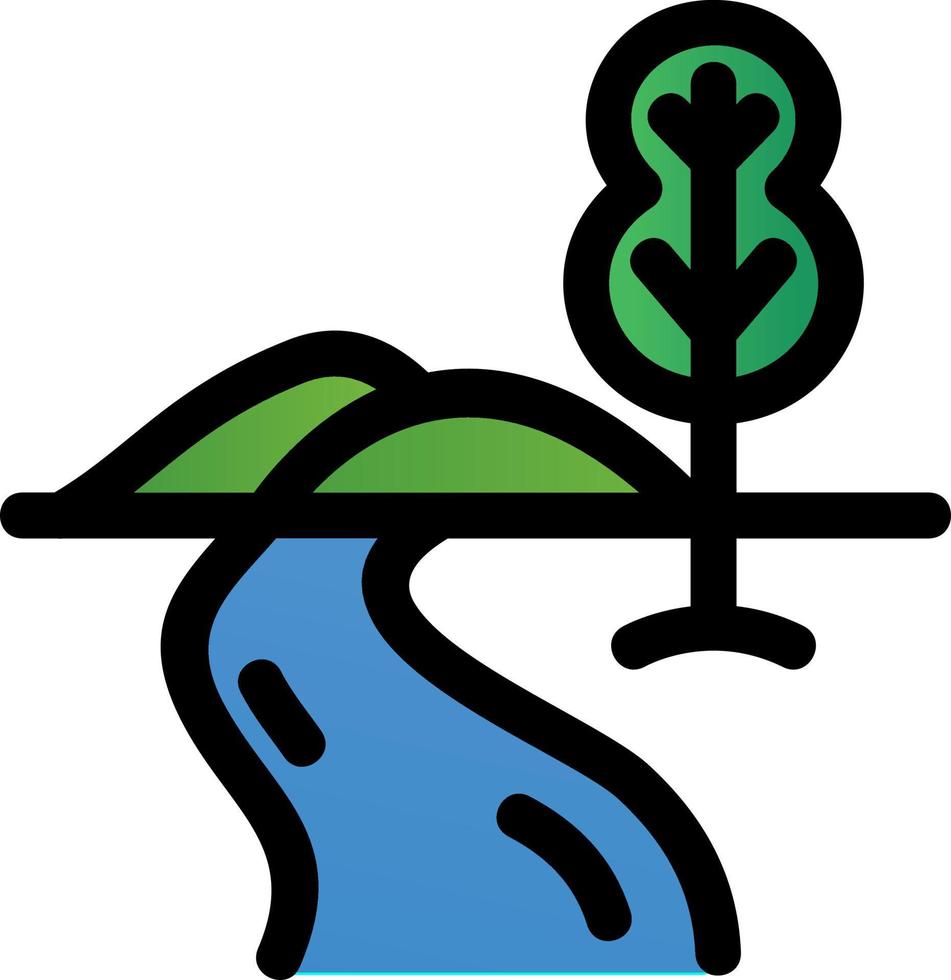 icono de glifo de paisaje de río vector