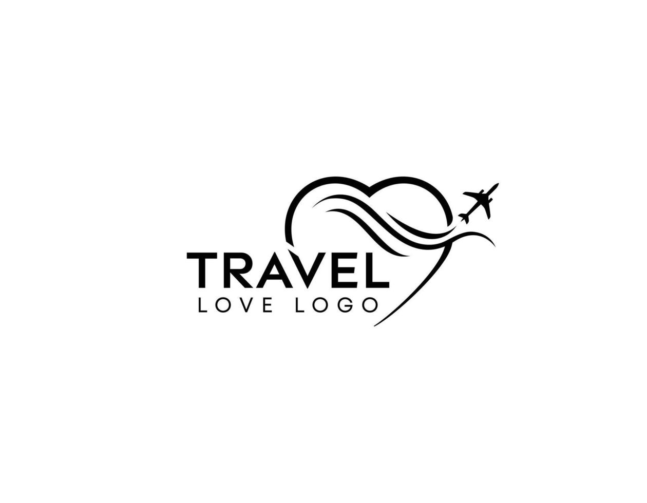 diseño de logotipo de viaje abstracto-símbolo de amor para volar-logotipo de amor de viaje, logotipo de vector editable, diseño de logotipo de vector de gira de viaje de amor