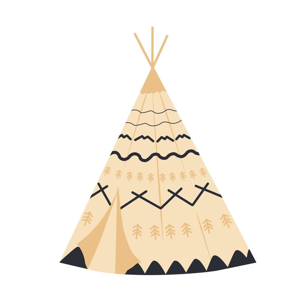 tipi, tentor wigwam vivienda nativa americana. Yaranga, ilustración de stock de vector de chum. aislado sobre fondo blanco. salvaje oeste.