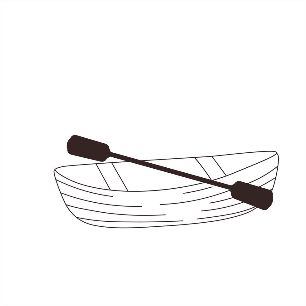 kayak boat with paddle. Canoe vector illustration. A raft for rafting on water. Sport rowing. Isolated on a white background.