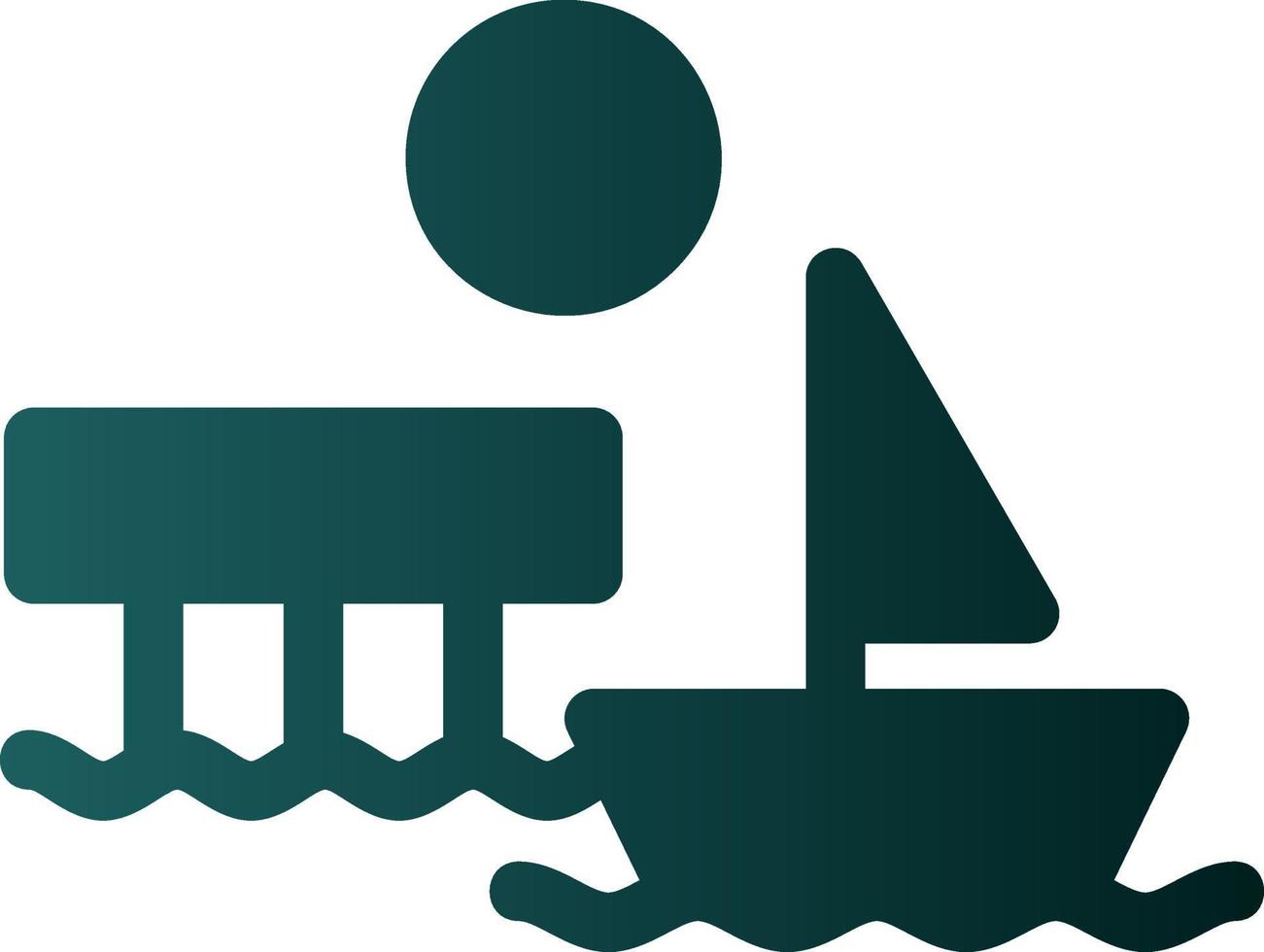 icono de glifo de paisaje de muelle vector