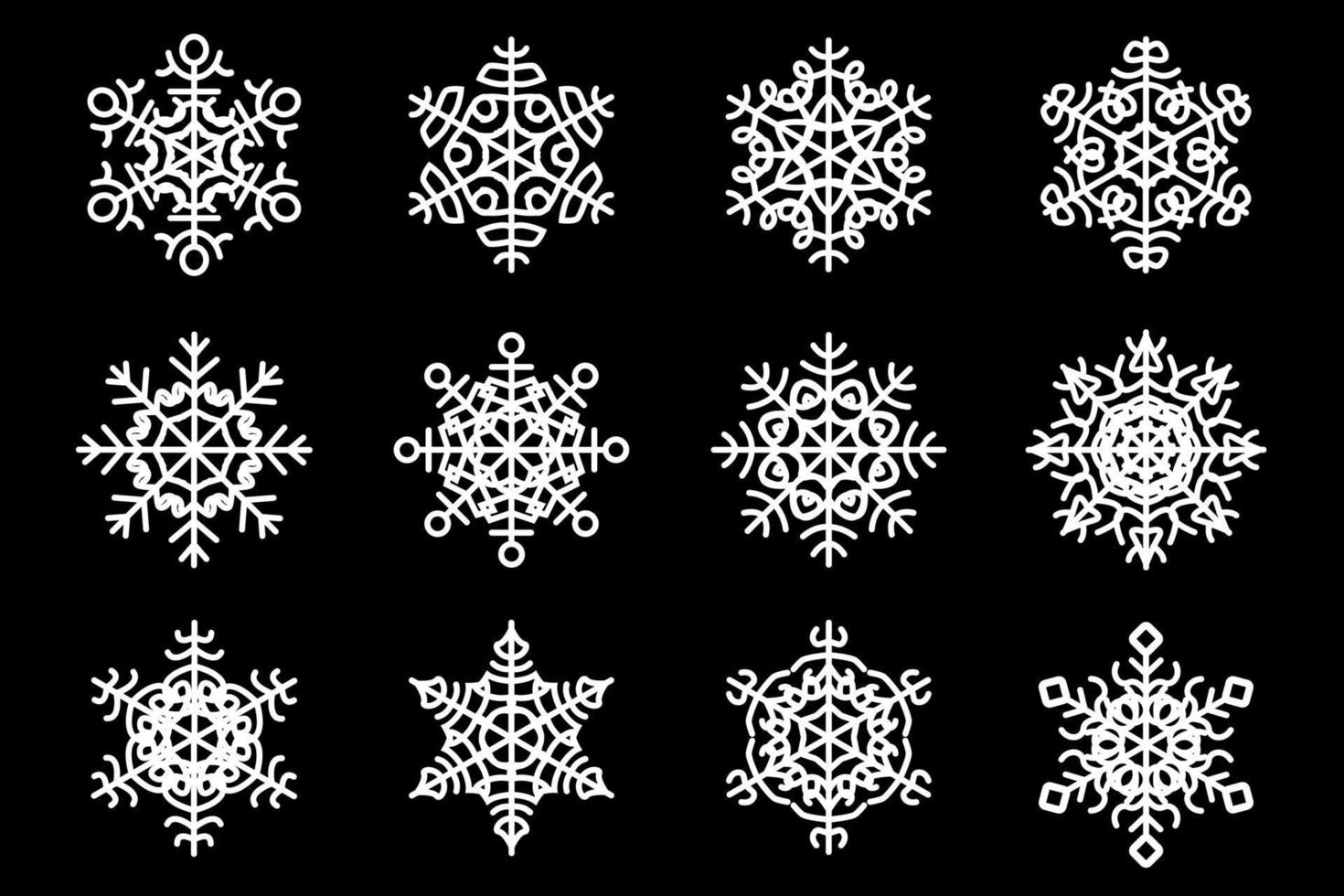 conjunto de patrones de copos de nieve. copos de nieve sobre un fondo blanco. elementos de diseño decorativo de navidad. vector