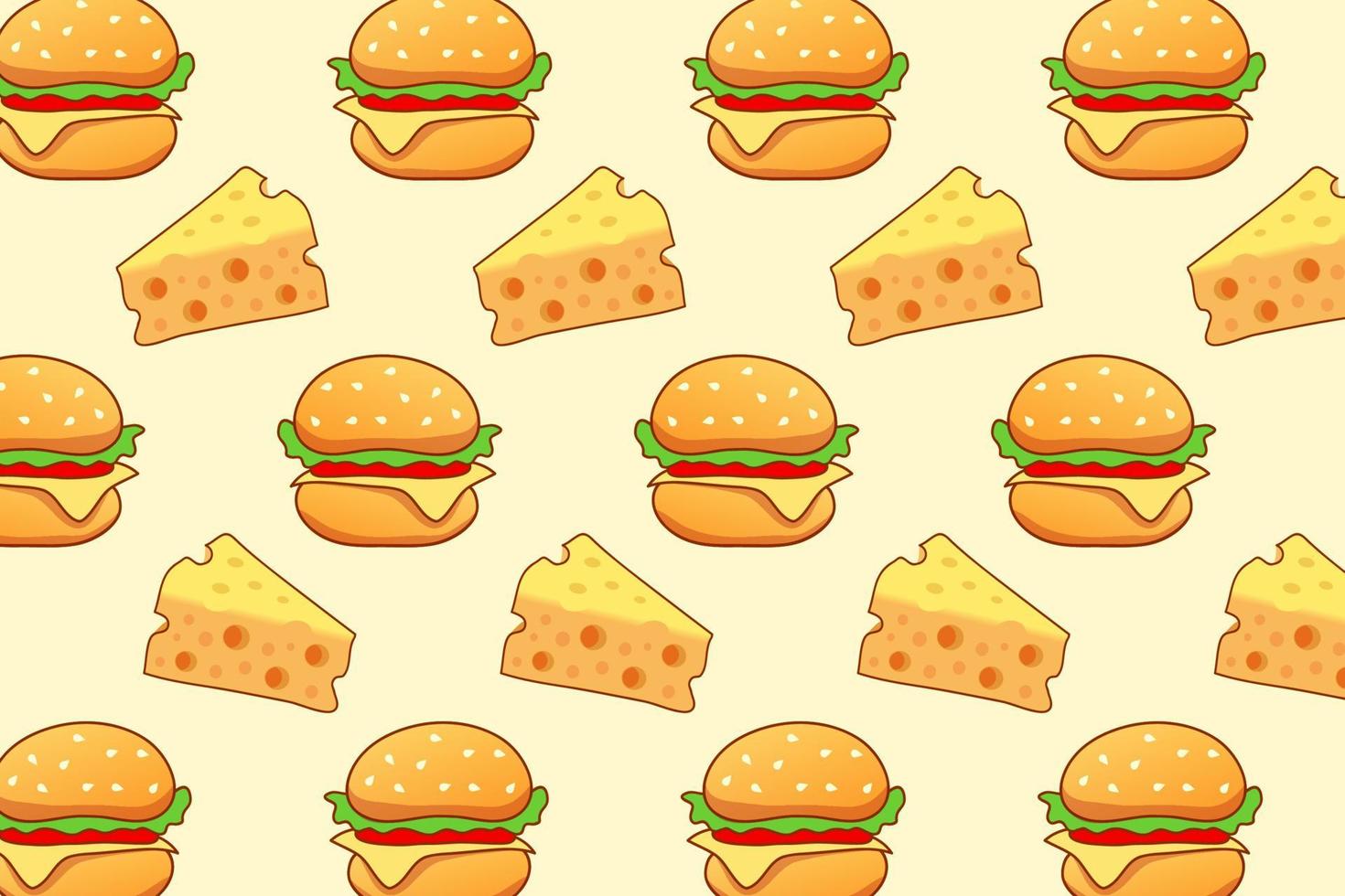 Cheese and hamburger pattern background. vector