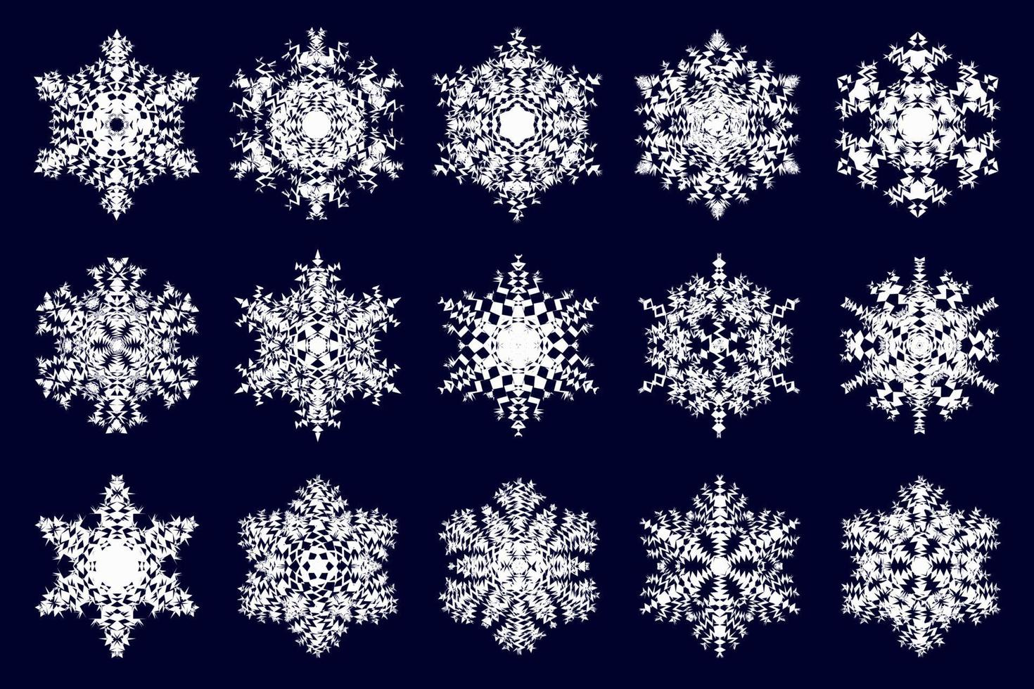 Abstract snowflakes isolated on dark background. Snow flake collection for your design projects. vector