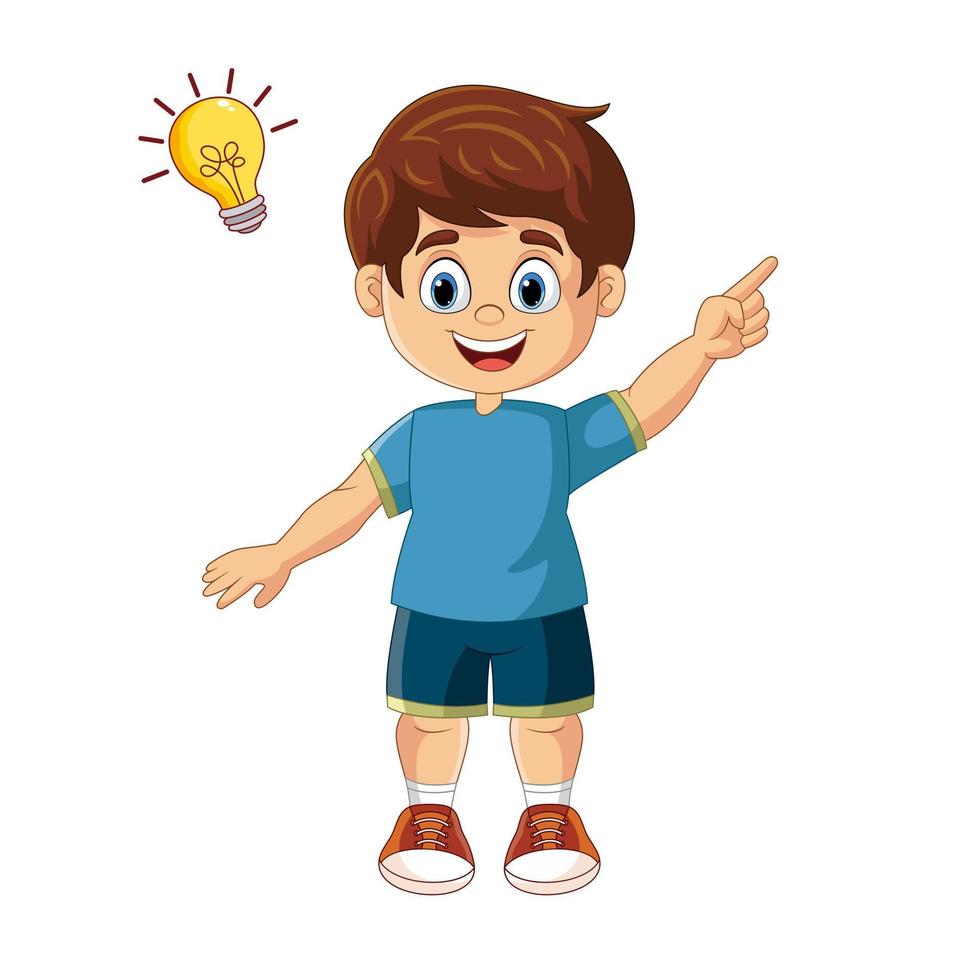 Vector cartoon boy with idea bulb