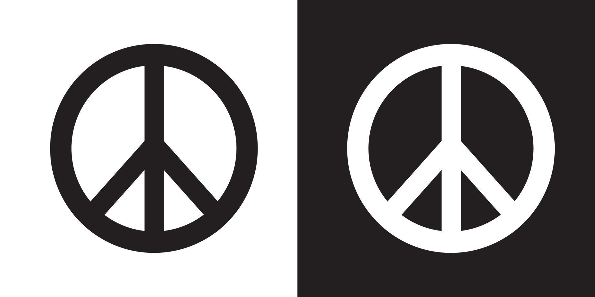 un conjunto de signos de paz de diferentes grosores. símbolos de paz, pictogramas de paz aislados en fondo blanco. símbolo internacional del movimiento contra la guerra del desarme del mundo vector