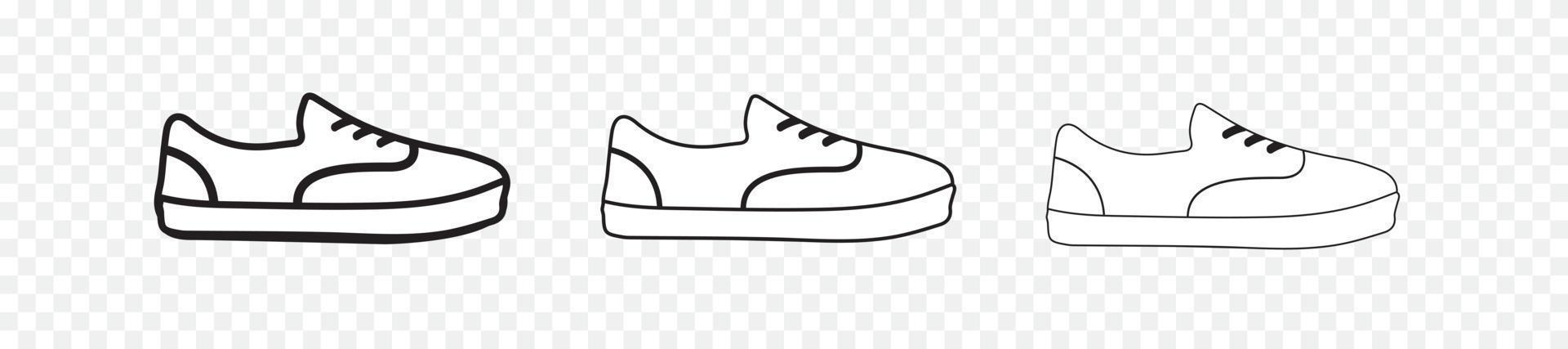 icono de zapatillas en la ilustración de vectores de estilo diferente. dos iconos vectoriales de zapatillas de deporte de color y negro diseñados en estilo relleno, contorno, línea y trazo se pueden utilizar para web, móvil, ui