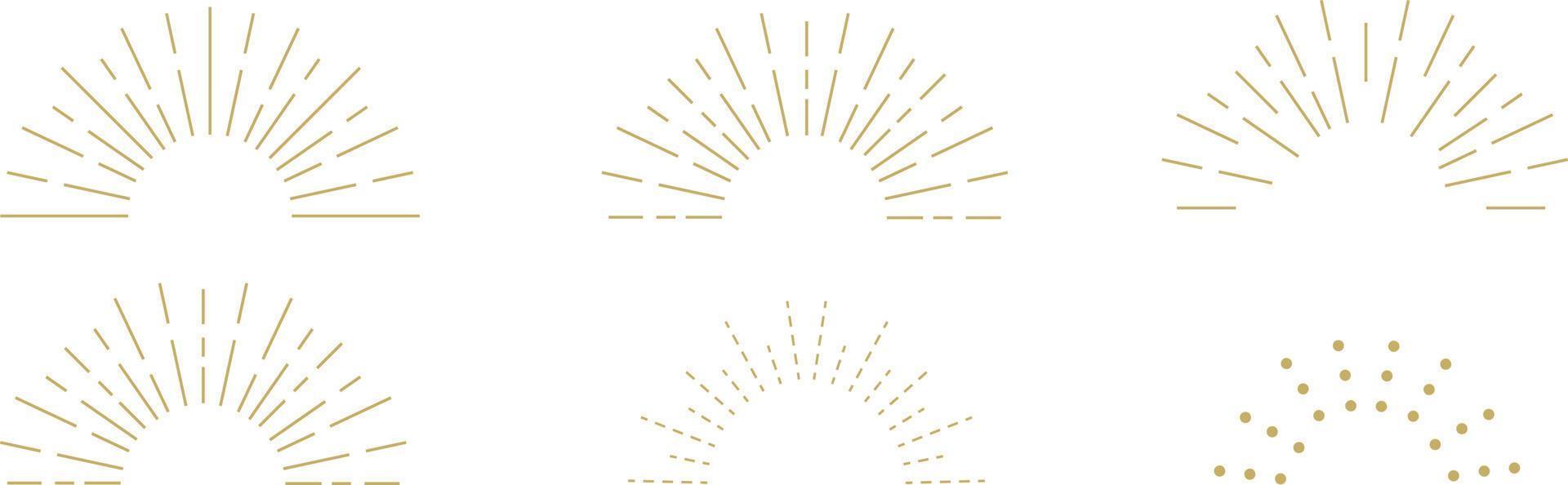 colección vintage de rayos de sol. estallido de rayos de sol. fuegos artificiales. logotipo o elemento de diseño de letras. rayos de sol radiales. ilustración vectorial vector