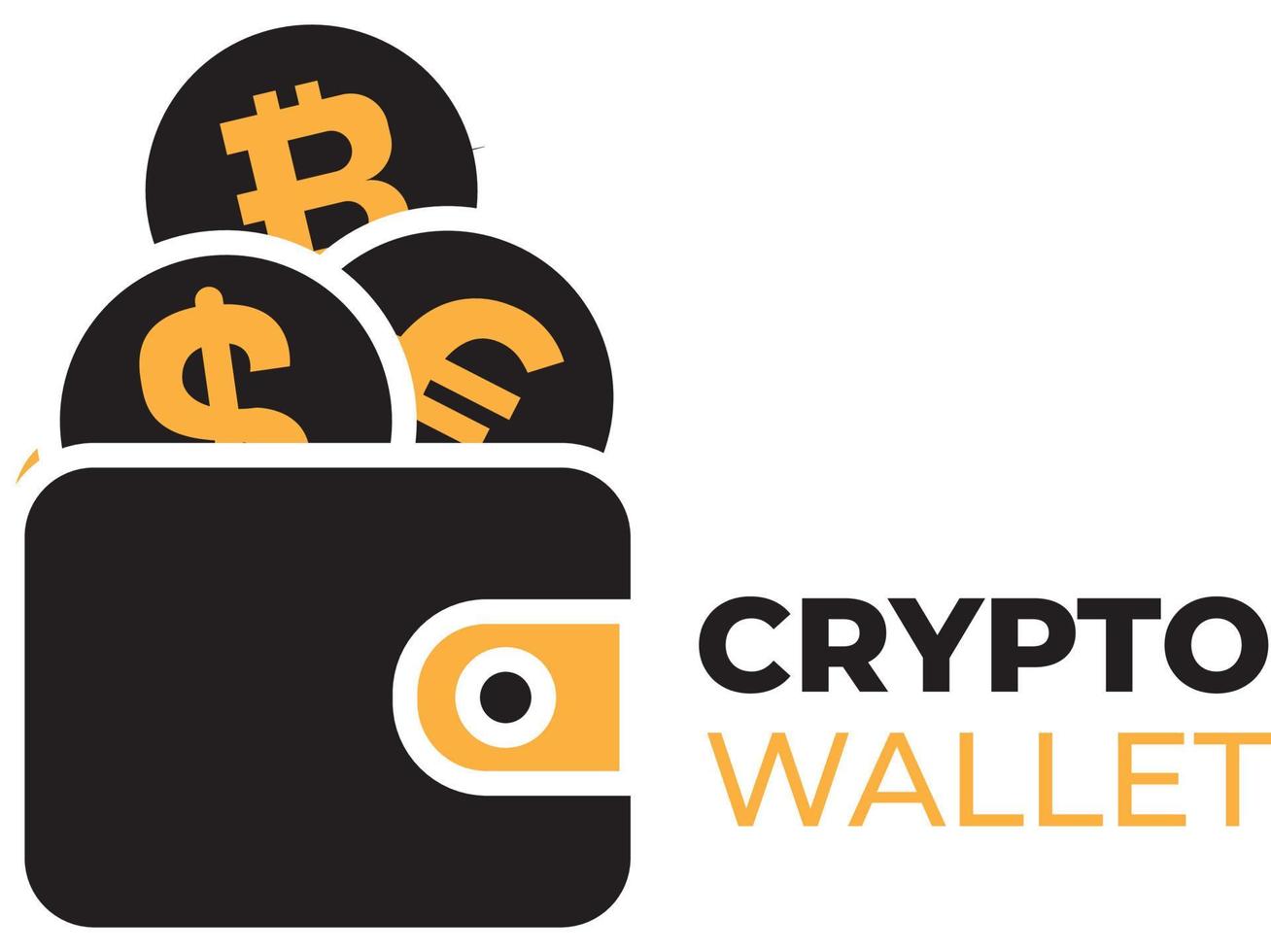 Crypto currency wallet, flat vector illustration. Digital wallet coins.