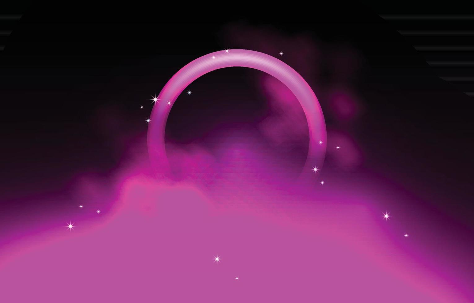 Circle Pink Ring Neon Lights Cloud Smoke Mist Background vector