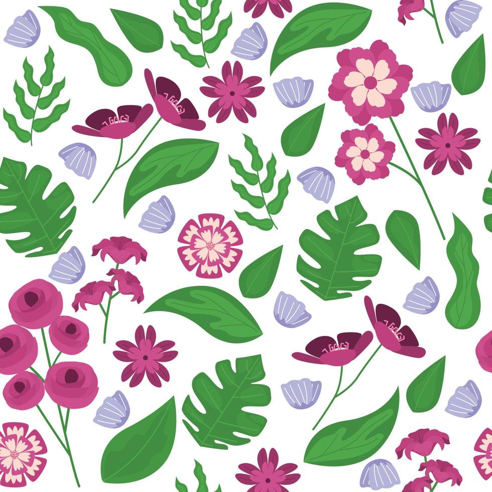 Floral Flower Nature White Background Seamless Pattern Wallpaper vector