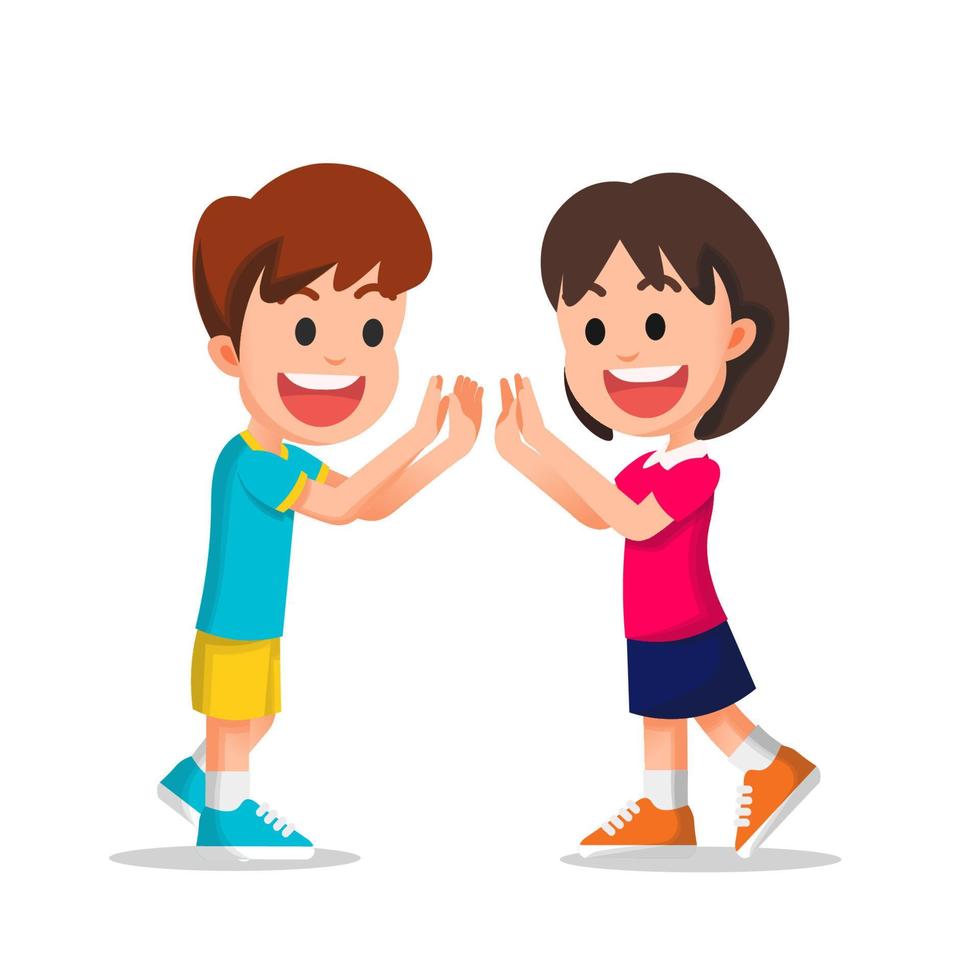 boy and little girl do a double high five vector