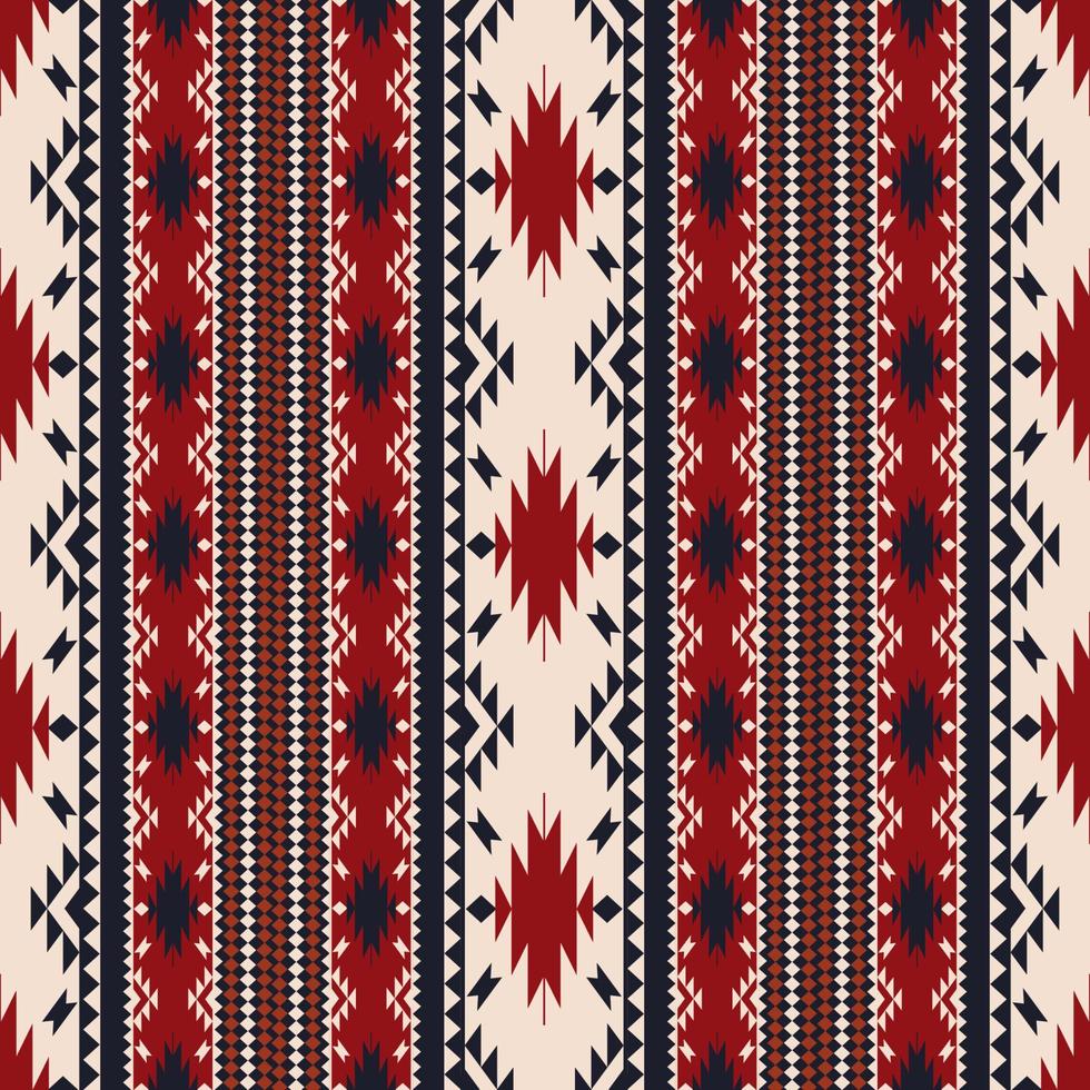 Ethnic Navajo seamless pattern. Traditional red color ethnic southwest stripes seamless pattern. Ethnic boho southwest border stripes use for fabric, home decoration elements, upholstery. vector