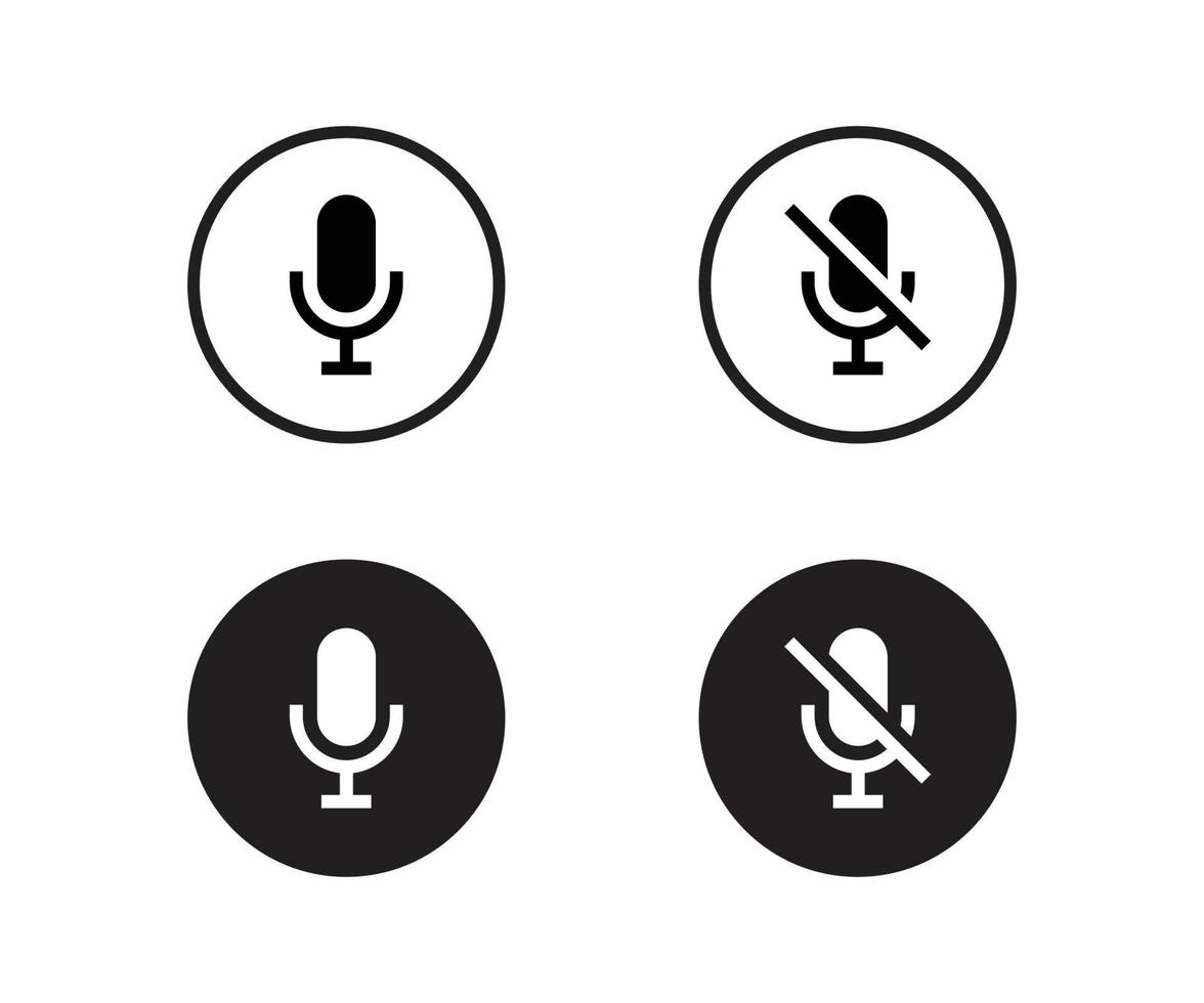 Microphone on and crossed out icon. Record Microphone vector icon set. Microphone button disabled. Do not speak
