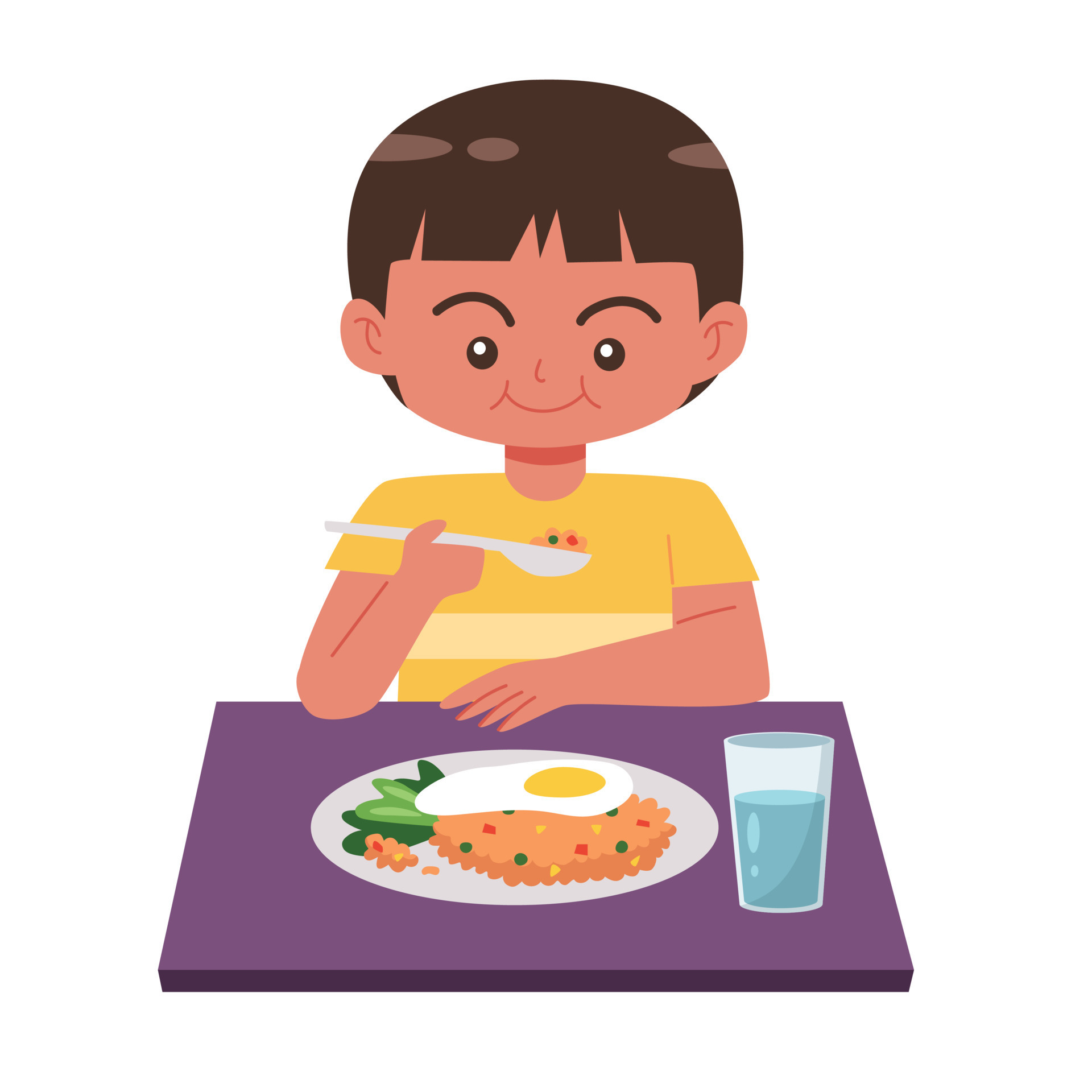 Boy Eating Rice Clipart