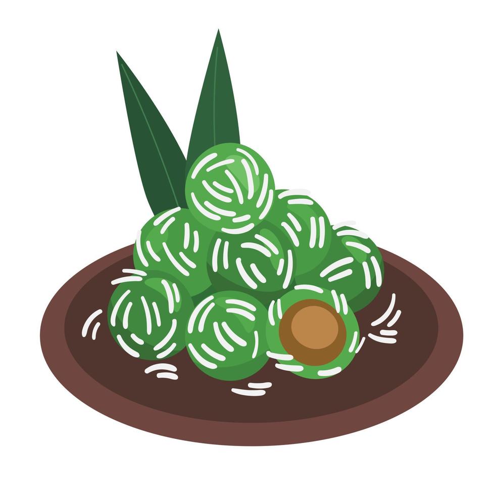 vector de postre tradicional indonesio kue klepon