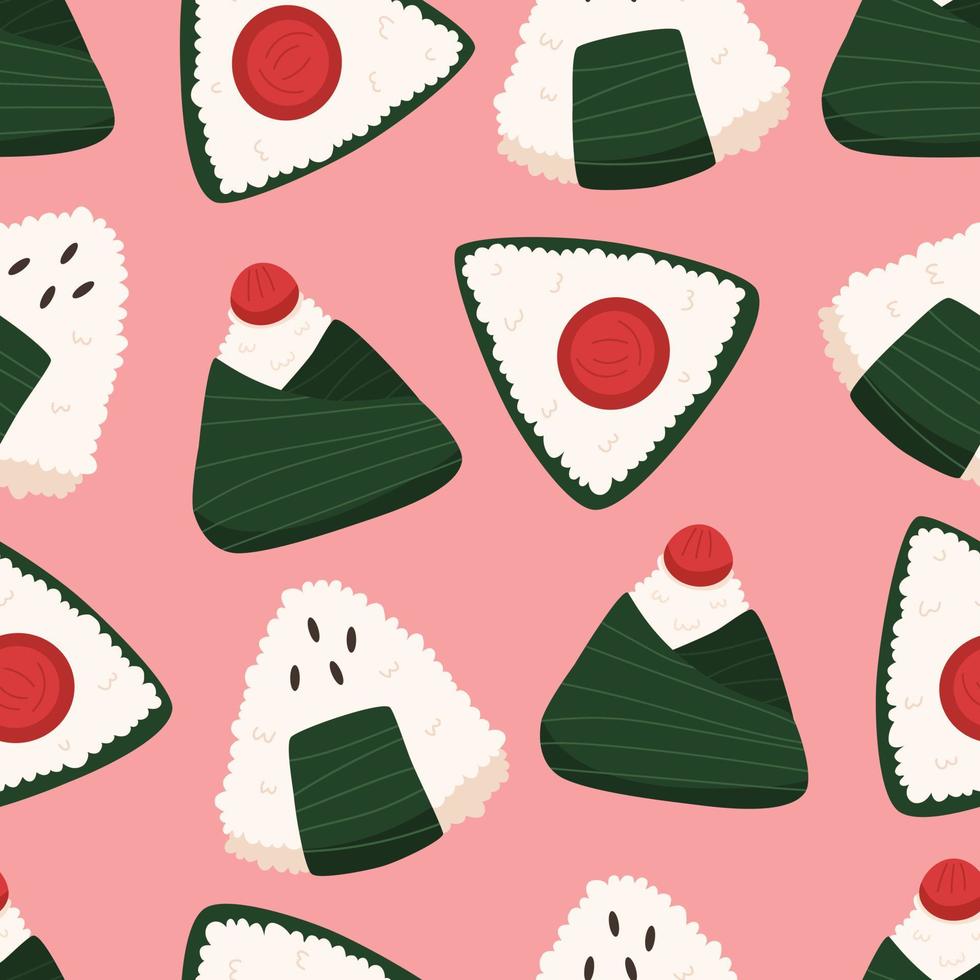 Rice ball onigiri seamless pattern vector