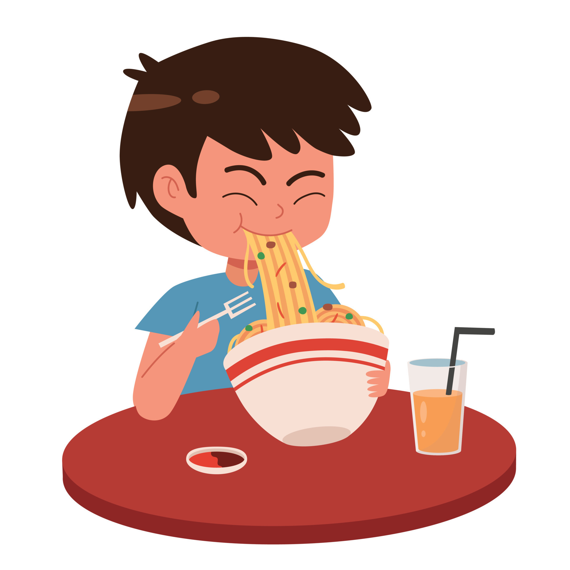 Cute kid eating chicken noodle 15841562 Vector Art at Vecteezy Cute kid eating chicken noodle 15841562 Vector Art at Vecteezy