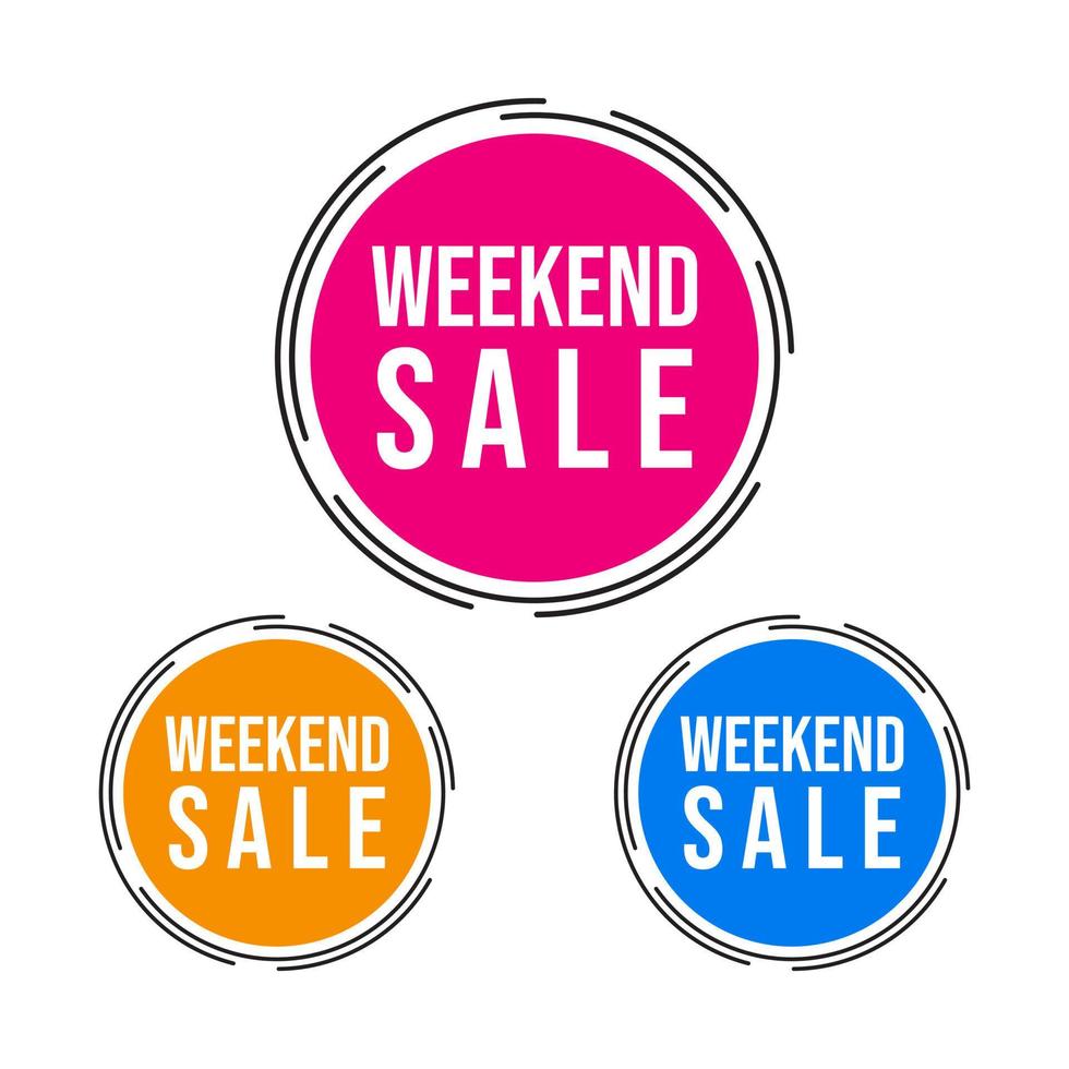 Weekend Sale Shopping Offers Icon Label Design Vector