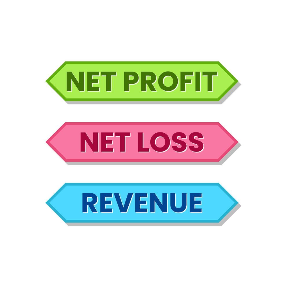 Revenue Net Profit Loss Income Financial Label Shape Vector